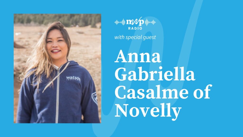 Picture of Anna Gabriella Casalme outside on blue background.